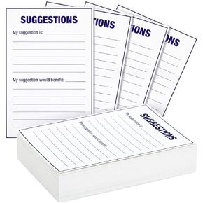 Best Paper Greetings 100-Sheet Bulk Suggestion Box Cards, 4 x 6 Blank Refill Forms for Customer Feedback, Comment, Benefits, Improvement for Small Businesses Supplies, Restaurants, Church, School