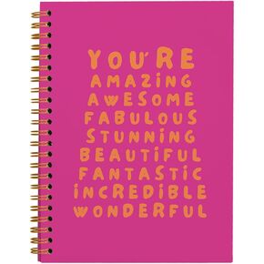 hold fizz Preppy Pink Notebook Journal for Women, Positive Affirmation Journaling Notebooks for Girls Note Taking Work, Preppy School Supplies, Hardcover Spiral Notebook 5.5 x 8.3