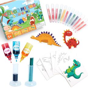 Educational Science Kits STEM Toys for Kids Age 5-7 Color Science Activity DIY Puzzle Dinosaur Painting Crafts for Boys Girls Ages 5,6,7,8,9,10 Years Color Mixing Game Christmas Bday Gift (Dinosaur)