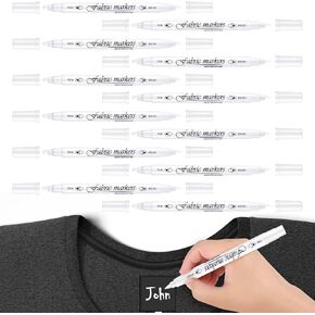 Tinlade Fabric Markers for Clothes Fabric Paint Markers Permanent Dual Fabric Paint Pens Kit No Bleed DIY Fabric Pens Double Ended Art Markers Pens for Costumes, T Shirt, Clothes, Bags (12 Pack)