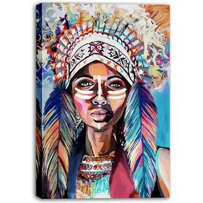 Art Knitting Paint by Number for Adults Beginner Students Kids, Gift Choice, DIY Acrylic Painting for Room Decor Canvas for Easter Day,Mother's Day (Indian Art-16x24 roll)