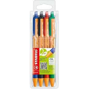 STABILO Ballpoint Pen pointball - Pack of 6 - Red, Blue, Black, Green, Turquoise, Lilac, Retractable, Medium Point