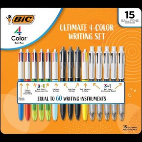 BIC Ultimate 4-Color Writing Set, 1.0mm, Multi Color, Medium - 15 ct