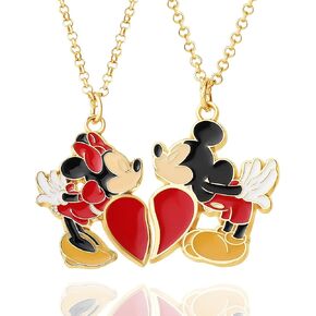 Minnie & Mickey Mouse Couples Necklace Official License, 16"+3" Fashion Jewelry Disney Couples Necklaces for Him and Her