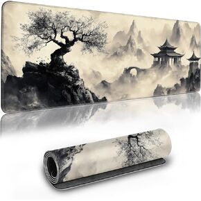 Long Gaming Mouse Pad Extended Anime Large Desk Pad with Non-Slip Base Full Keyboard Mat with Stitched Edges for Gaming and Office 31.5 x 11.8 inches (Wash Painting) in Saudi Arabia