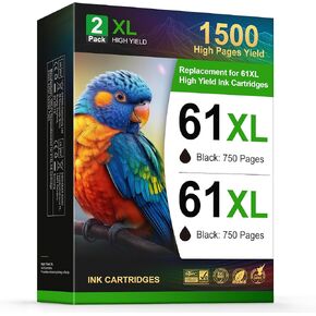 ONLYU 61XL Black Ink Cartridges Compatible Replacement for HP Ink 61 XL Works with Envy 4500 4502 5530 5535 5534 Officejet 4630 4635 Deskjet 2540 3512 Printer(2 Packs)