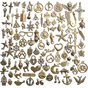 Vintage Charms Bulk,100pcs Antique Bronze Charms Alloy Pendant Charms Jewelry Making Supplies for Necklace Bracelet Earring