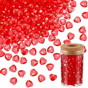 Mtlee Heart Charms (1000 pcs) ، أحجار قلب أكريليك حمراء زاهية للقطاعات المركزية ، ديكورات عيد الحب ، تزيين المنزل in Kuwait