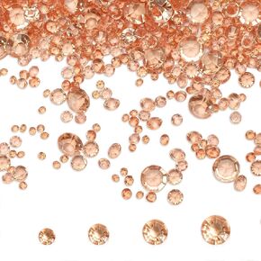 6000 Pieces Acrylic Diamond Gems Rose Gold Fake Crystals Vase Filler Diamond Table Scatter Confetti Crystals Small Fake Plastic Gems Acrylic Vase Filler for Wedding Party Decoration