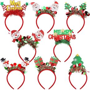 Aodaer 8 Pack Christmas Beadbands Glitter XMAS CHAPBEND COSTUME ALDEMEN