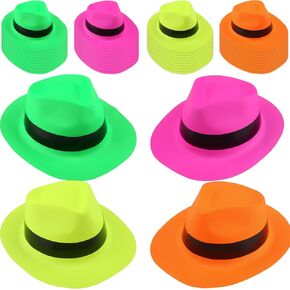 36 Pack Neon Color Plastic Hats Party Hats for Birthday Bachelorette Cowboy Theme Party Supplies, 4 Colors