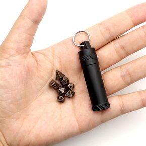 Haxtec Mini Dice Set Tiny Metal DND Dice Set with Dice Case Portable Antique Iron Metal Dice Set for Keychain