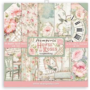 STAMPERIA INTERNATIONAL, KFT Scrapbooks Paper Pad 8X8 10PK HOUSE ROSE, 20.3 x 20.3 (8'' x 8''), Multicoloured