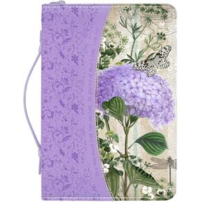 Divinity Faith Hope Love Hydrangea Floral Purple Leather Bible Cover, 7 x 10 x 1.50 inches, X-Large