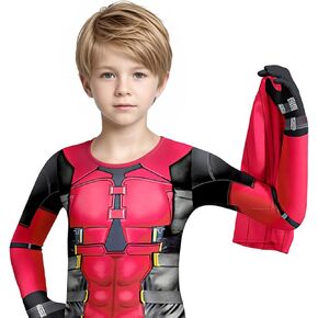 Poterloy Boys Heroes 3D Print Bodysuit Red Suit Zentai Onesie Spandex Outfit Jumpsuit for Kids 5-12 Years