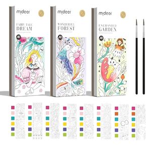 MiDeer Watercolor Painting Book for Kids Ages 4-8, Pocket Watercolor Painting Book Arts and Crafts for Toddlers, Travel Activities Paint with Water Coloring Book Set for Kids 3-8 (3 Packs)
