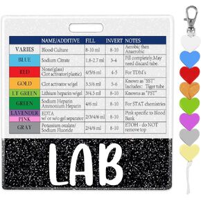 Plifal Phlebotomist Badge Buddy Card with Order of Blood Draw Beads - Phlebotomy Vein Reference Flash Card Nurse Essentials Accessories for Student, Black Horizontal ID Name Tag Cheat Sheet