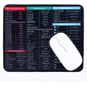 Excel Shortcuts Mousepad, 9.5x7.9in Portable Mouse Pad Square Mouse Pad Anti-Slip Excel Cheat Sheet Desk Pad with Office Word Excel Shortcuts Pattern Gaming Mousepad Mouse Pads for Desk Office Laptop