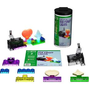 E -blox: Circuit Blox: Byo Eco Fidget Lights - 7 مشاريع - قم ببناء مجموعة خاصة بك ، LED DIY STEM Bricks Toy ، مجموعة لبنات البناء الملونة ، الأطفال الأعمار 8+