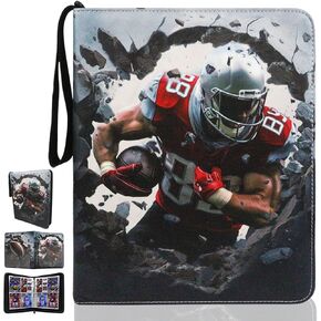 Card Binder 9 Pocket Fits 900 Cards with 50 Removable Sleevesves, Trading Card Binder Sports Card Binder Basketball Card Binder Baseball Card Binder Trading Card Albums (Football-B-L)
