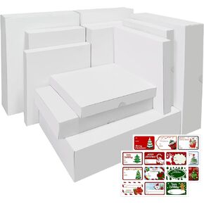 CH HAICHENG 12 PCS White Shirt Boxes Assorted Sizes Gift Boxes for Wrapping Christmas Gifts, Bridesmaid Proposal, Holidays, Father’s Day, Birthday, Graduations