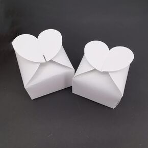 JINLYXHUI 50Pcs Candy Paper Boxes Candy Gift Boxes for Wedding Baptism Birthday Party Decorations (Heart-shaped, White)
