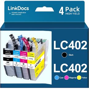 LC402 Compatible Ink Cartridges Replacement for Brother LC402XL - Used with Brother MFC J5340DW, J6740DW, J6540DW, J6940DW Printers (Black, Cyan, Magenta, Yellow 4 Pack)