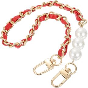 uxcell Purse Chain Strap, Iron Replacement Strap Crossbody Bag Chains Handbag Strap with Buckles for Crossbody Bag Wallet Clutch Bags, 26 Inch, Red & Gold