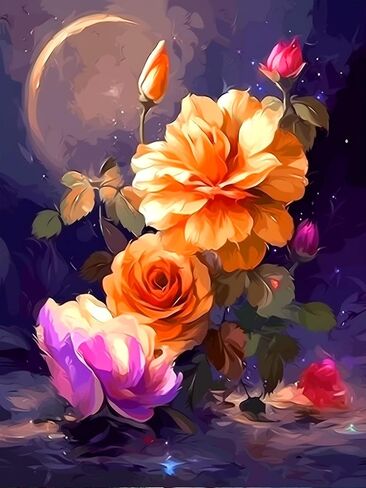 Bimkole 5D Diamond Painting Kits Flower, Full Drill Yellow Rose Water DIY Rhinestone Embroidery Set Paint with Diamonds Art by Number Kits Cross Stitch Home Wall Craft Decoration Painting 12x16in in Saudi Arabia