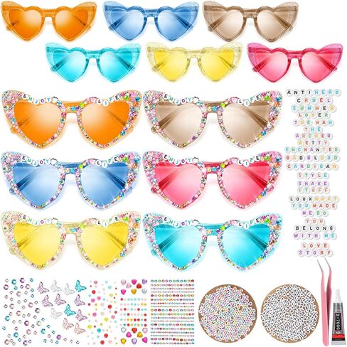 6 Set DIY Singer Sunglasses for Fans Concert Heart Shape Friendship Sunglasses Kit for 1989 Women Singer Party Favors in Kuwait