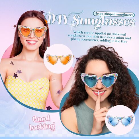 6 Set DIY Singer Sunglasses for Fans Concert Heart Shape Friendship Sunglasses Kit for 1989 Women Singer Party Favors in Kuwait