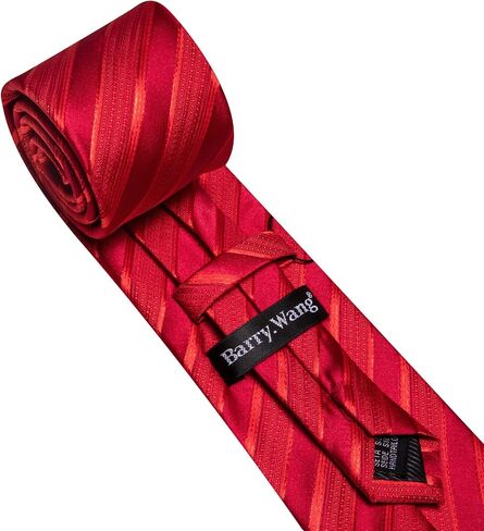 Barry.Wang Stripe Men Ties Set Classic WOVEN Necktie with Handkerchief Cufflinks Formal in Kuwait