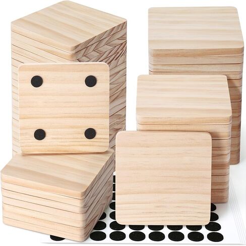 60 Pieces Unfinished Wood Coasters, GOH DODD 4 Inch Wooden Blanks with Non-Slip Pads for Laser Engraving Wood Burning Staining Painting Decoupage Housewarming Gifts Wedding Crafts Education in Saudi Arabia