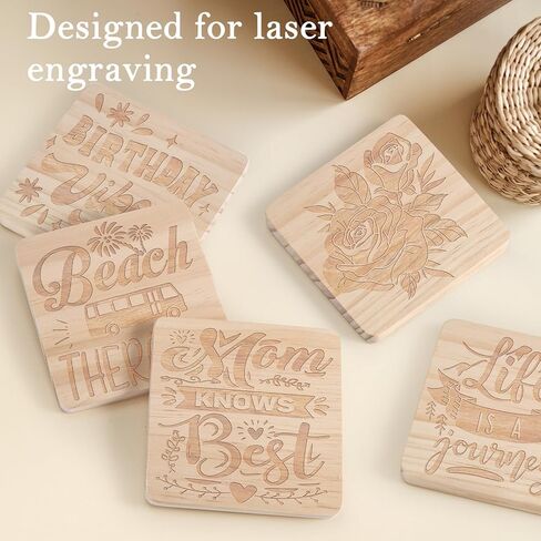 60 Pieces Unfinished Wood Coasters, GOH DODD 4 Inch Wooden Blanks with Non-Slip Pads for Laser Engraving Wood Burning Staining Painting Decoupage Housewarming Gifts Wedding Crafts Education in Saudi Arabia