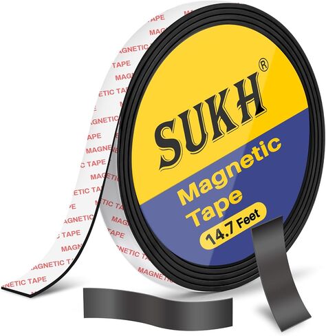 Magnetic Tape Strips with Adhesive Backing - Magnetic Strip Magnet Band Strong Adhesive Cuttable Magnetic Sheets Magnets Perfect for DIY, Art Projects,Whiteboards,Fridge Organization Classroom (3m) in Kuwait