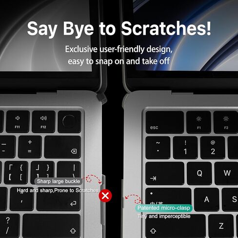 May Chen Compatible with MacBook Air 13.6 inch Case A3113 M3 A2681 M2 Chip 2024 2023 2022 Release, Sturdy Protection Hard Shell Case Cover with Fold Kickstand & Keyboard Cover, Matte Clear Finish in Saudi Arabia