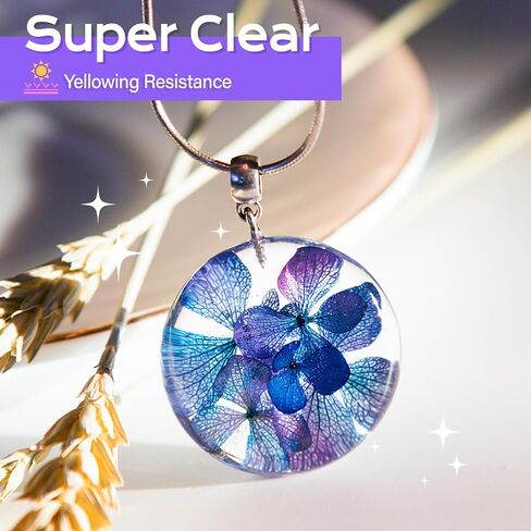 HeyClear 250g UV Resin kit -Crystal Clear, Hard UV Epoxy Resina para Manualidades Fast Curing Glue uv with Silicone Molds, Mat for Beginners Jewelry Making, DIY Crafts Art, Casting Coating in Kuwait