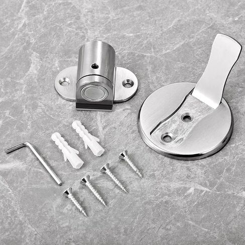 Black Floor Mount Door Stopper，Height-Adjustable Invisible Magnetic Door Stop,Door Catch/Stopper for Bottom of Door，Hold Your Door Open，with Adhesive No Drilling,for Home Office Bedroom in Kuwait