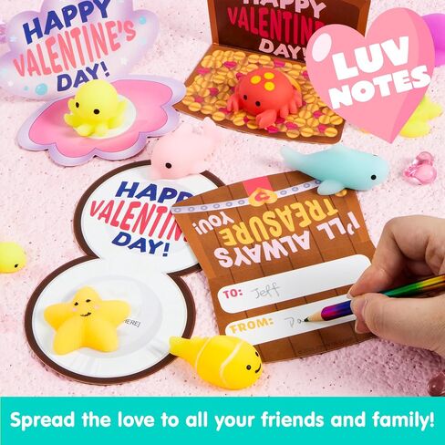 JOYIN 30 Packs Gift Cards with Mochi Squishy Toys, Stress Relief Fidget Toys, Kawaii Mochi Squeezes for Kids Holiday Party Favor, Gift Goodie Bag Filler, Classroom Exchange Prizes in Saudi Arabia