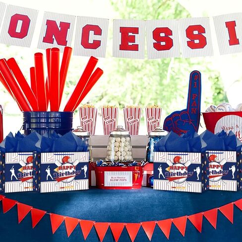 Hooqict Baseball Gift Bag Baseball Birthday Party Gift Wrapping Bag with Tissue Paper and Greeting Card for Boys Men Sport Birthday Party Supplies Goodie Treat Baseball Birthday Gift Bag in Saudi Arabia
