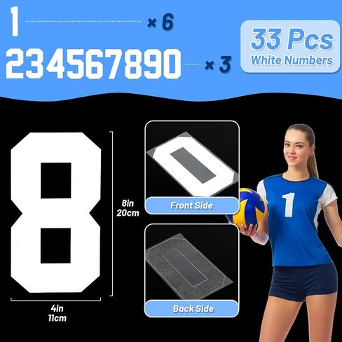 33 Pcs Iron on Numbers for Clothing, 8 Inch Heat Transfer Numbers 0 to 9 Jersey Numbers Large Iron on Numbers for Jersey White Iron on Numbers for Sports Uniform Basketball Baseball Football T-Shirt in Saudi Arabia
