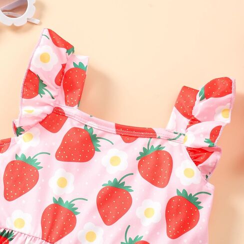 Popshion Girls Dresses Flutter Sleeve Swing Sundress Toddler Summer Clothes Kid Birthday Party Sleeveless Dress 1-8 Years Old in Kuwait