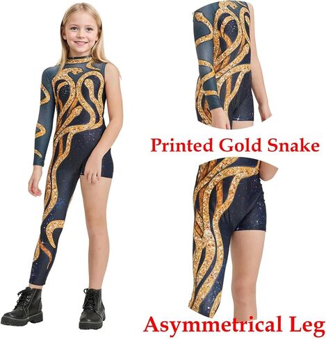 Kids Gold Snake Bodysuit Outfit for Girls Boys Celebrity Party Concert Cosplay Costume in Saudi Arabia