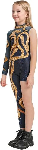 Kids Gold Snake Bodysuit Outfit for Girls Boys Celebrity Party Concert Cosplay Costume in Saudi Arabia
