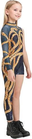 Kids Gold Snake Bodysuit Outfit for Girls Boys Celebrity Party Concert Cosplay Costume in Saudi Arabia