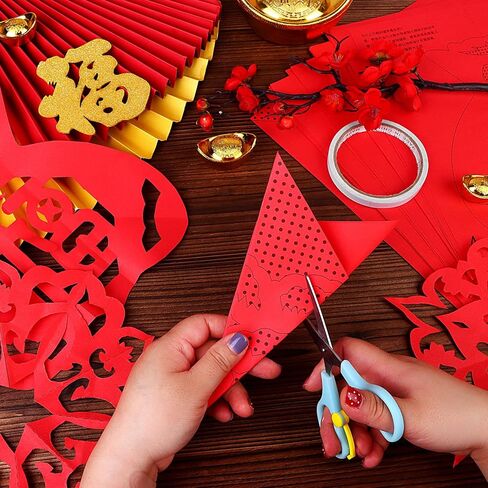 60pcs صينية ديكورات ديكورات صينية جديدة ملصقات النافذة الصينية التقليدية المقطوعة بالورق الصيني الجديد ملصقات ملصقات الربيع مهرجان ربيع مجموعة صناديق النافذة in Kuwait