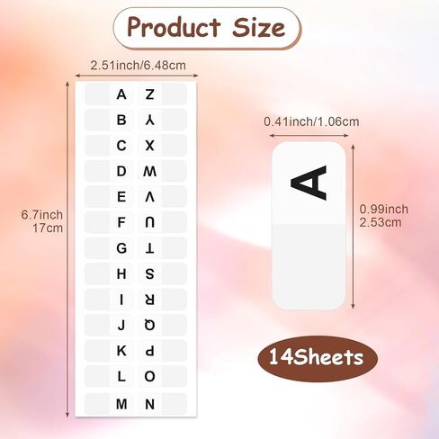 OIIKI 364PCS White Alphabet Tabs, A to Z 26 Letters Alphabet Stickers, Alphabetical Tabs Indexes, School Alphabet Label Stickers for Books, Dictionary, Notes, File -14 Sheets in Saudi Arabia