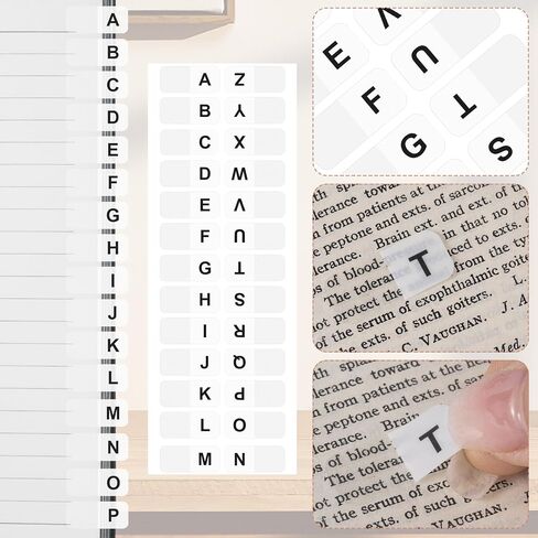 OIIKI 364PCS White Alphabet Tabs, A to Z 26 Letters Alphabet Stickers, Alphabetical Tabs Indexes, School Alphabet Label Stickers for Books, Dictionary, Notes, File -14 Sheets in Saudi Arabia