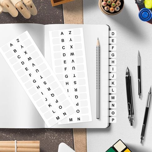 OIIKI 364PCS White Alphabet Tabs, A to Z 26 Letters Alphabet Stickers, Alphabetical Tabs Indexes, School Alphabet Label Stickers for Books, Dictionary, Notes, File -14 Sheets in Saudi Arabia