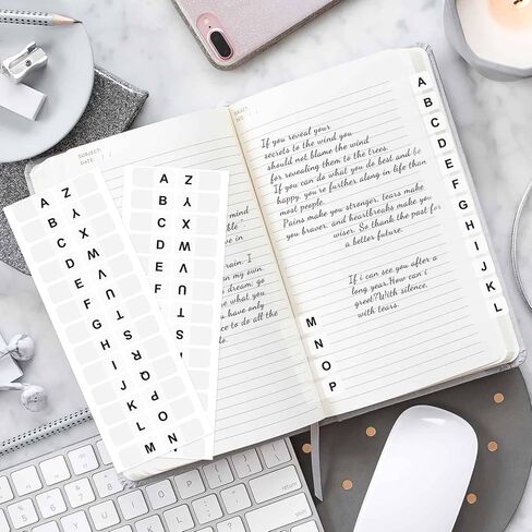 OIIKI 364PCS White Alphabet Tabs, A to Z 26 Letters Alphabet Stickers, Alphabetical Tabs Indexes, School Alphabet Label Stickers for Books, Dictionary, Notes, File -14 Sheets in Saudi Arabia